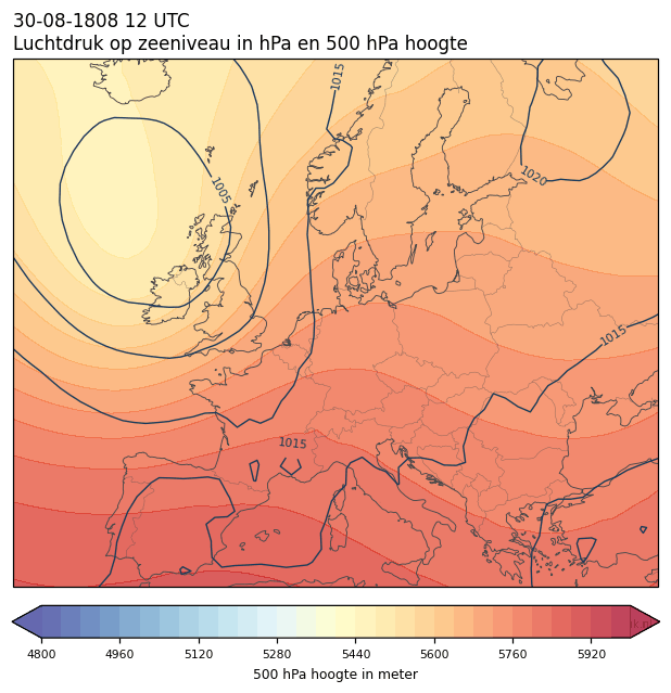 Weerkaart van 30 augustus 1808 om 12 UTC