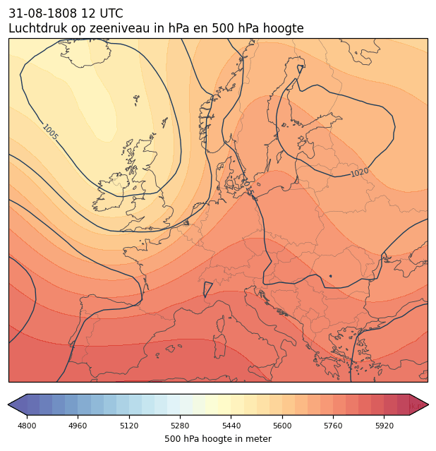 Weerkaart van 31 augustus 1808 om 12 UTC