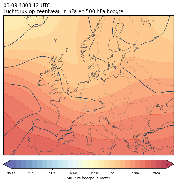 Weerkaart van 3 september 1808 om 12 UTC