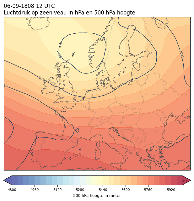Weerkaart van 6 september 1808 om 12 UTC