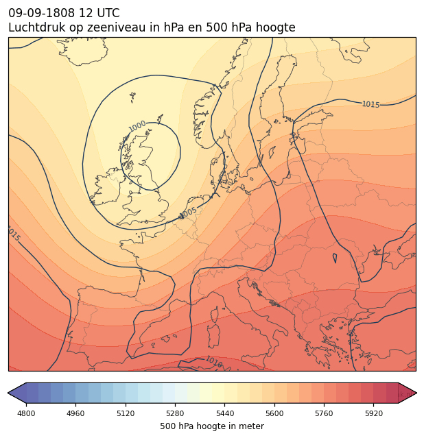 Weerkaart van 9 september 1808 om 12 UTC