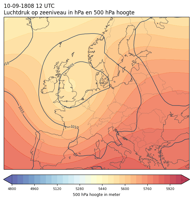 Weerkaart van 10 september 1808 om 12 UTC