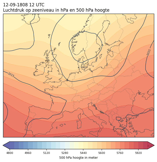 Weerkaart van 12 september 1808 om 12 UTC