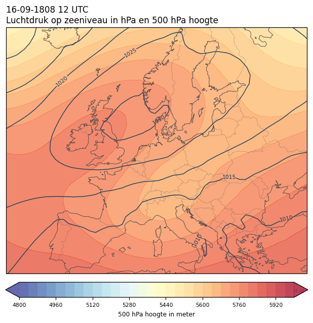 Weerkaart van 16 september 1808 om 12 UTC