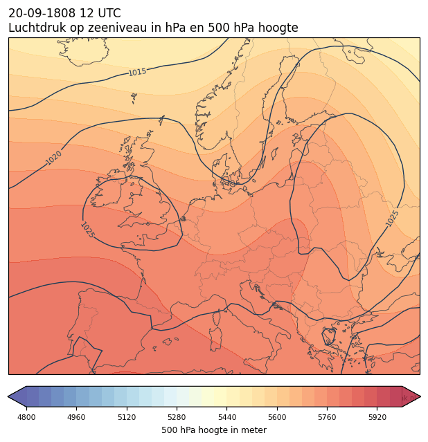 Weerkaart van 20 september 1808 om 12 UTC