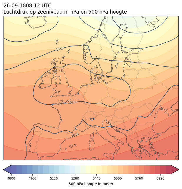 Weerkaart van 26 september 1808 om 12 UTC