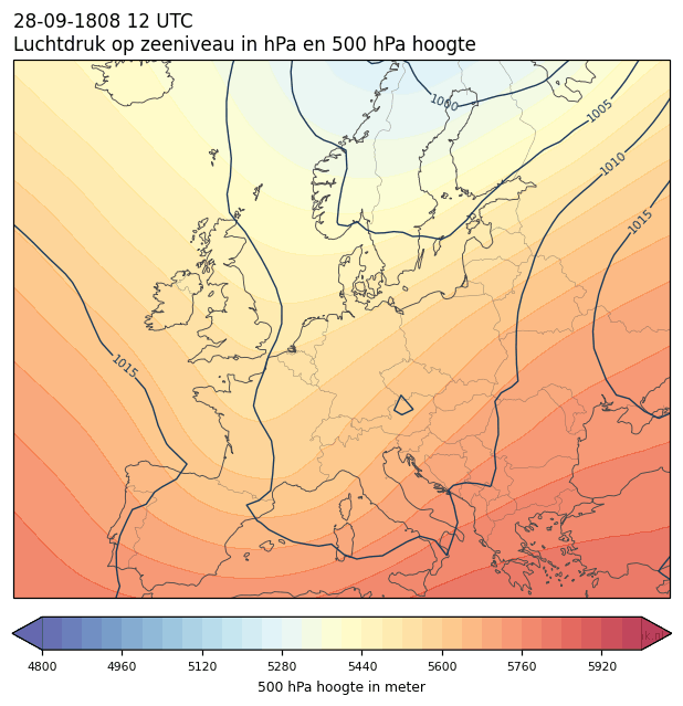 Weerkaart van 28 september 1808 om 12 UTC