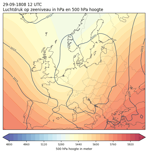 Weerkaart van 29 september 1808 om 12 UTC