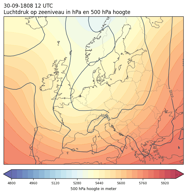 Weerkaart van 30 september 1808 om 12 UTC
