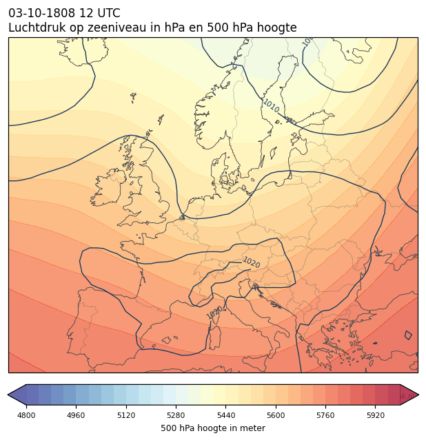 Weerkaart van 3 oktober 1808 om 12 UTC