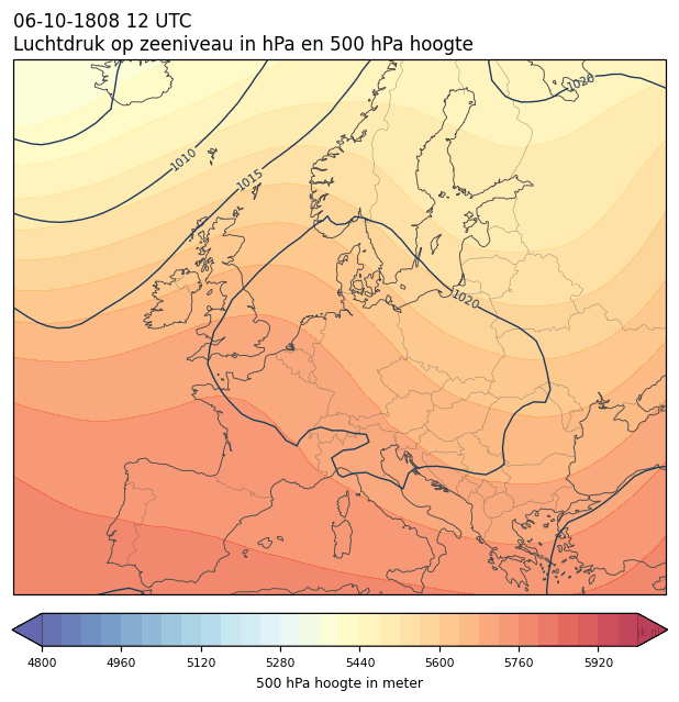 Weerkaart van 6 oktober 1808 om 12 UTC