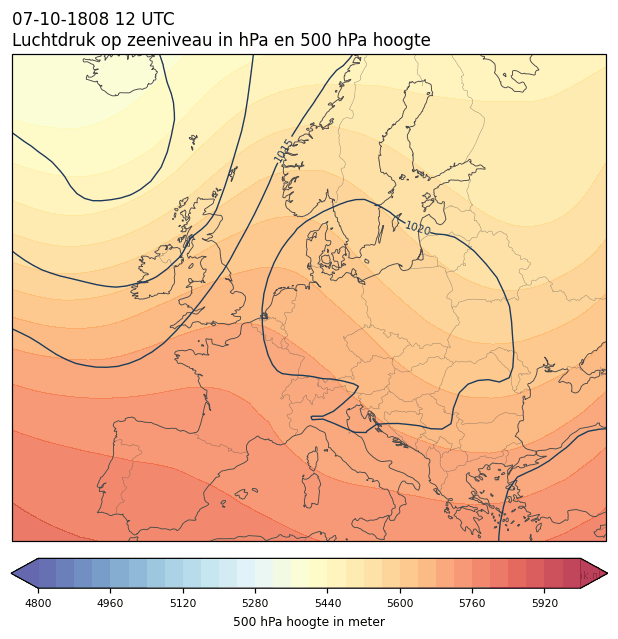 Weerkaart van 7 oktober 1808 om 12 UTC