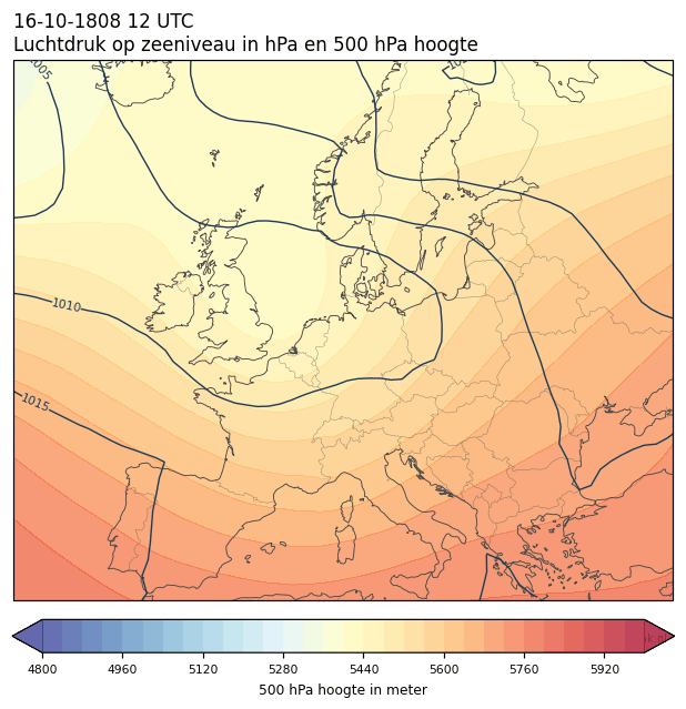 Weerkaart van 16 oktober 1808 om 12 UTC