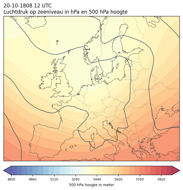 Weerkaart van 20 oktober 1808 om 12 UTC