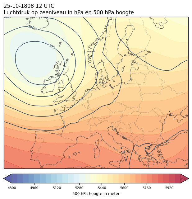 Weerkaart van 25 oktober 1808 om 12 UTC