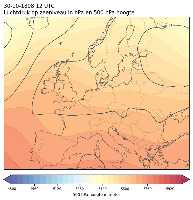 Weerkaart van 30 oktober 1808 om 12 UTC
