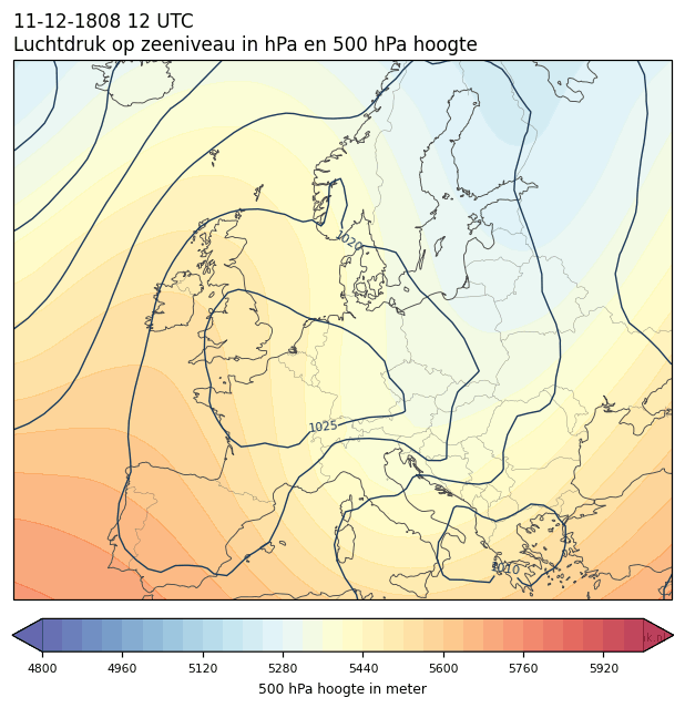 Weerkaart van 11 december 1808 om 12 UTC