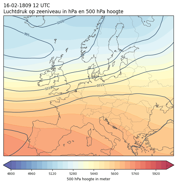Weerkaart van 16 februari 1809 om 12 UTC