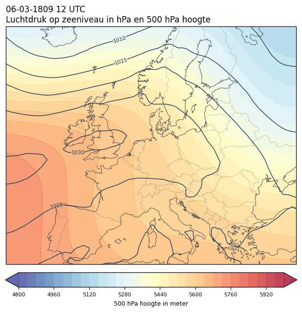 Weerkaart van 6 maart 1809 om 12 UTC