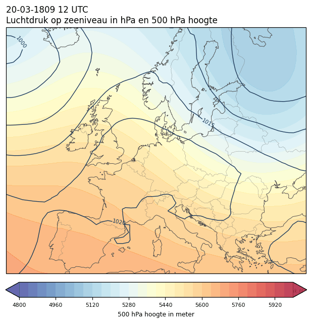 Weerkaart van 20 maart 1809 om 12 UTC