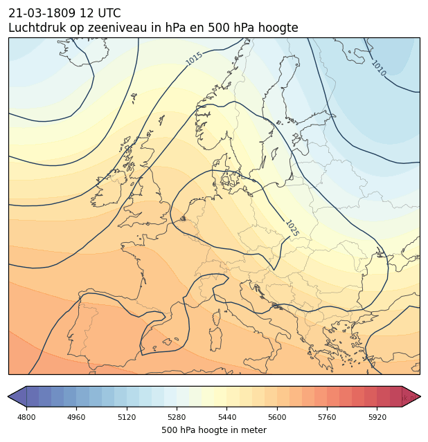 Weerkaart van 21 maart 1809 om 12 UTC