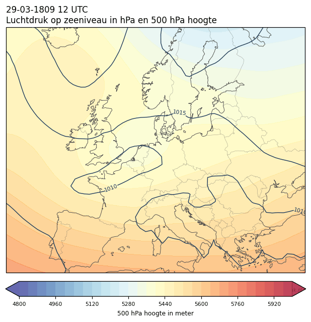 Weerkaart van 29 maart 1809 om 12 UTC