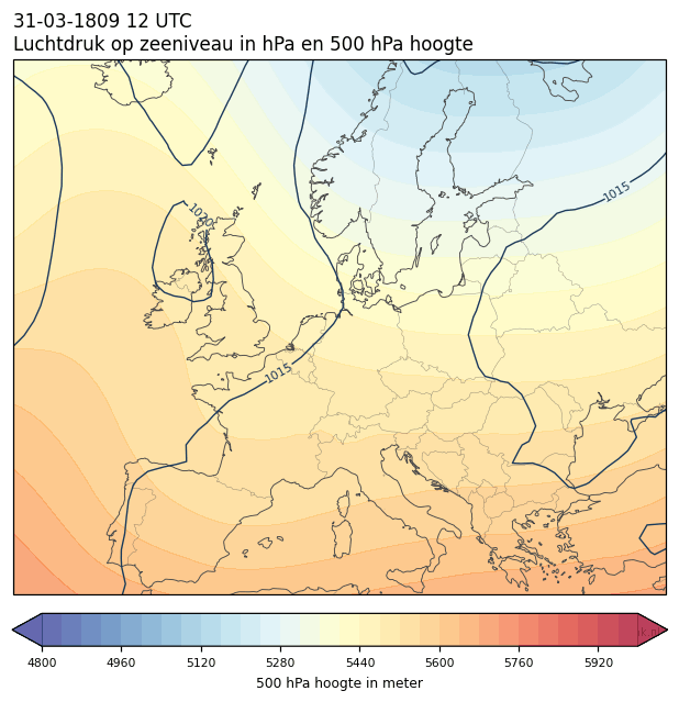 Weerkaart van 31 maart 1809 om 12 UTC
