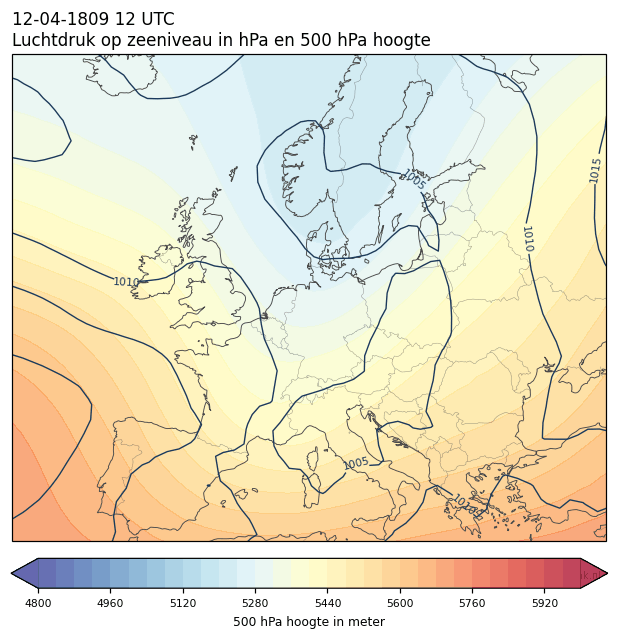 Weerkaart van 12 april 1809 om 12 UTC