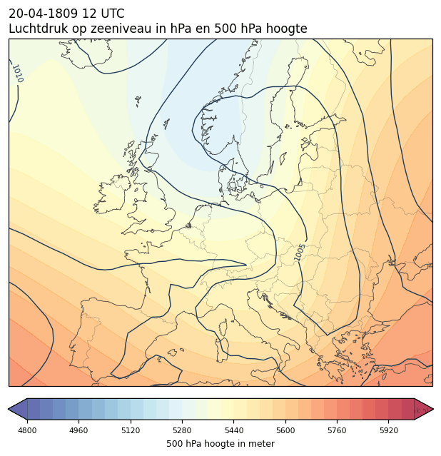 Weerkaart van 20 april 1809 om 12 UTC