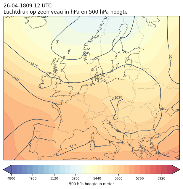 Weerkaart van 26 april 1809 om 12 UTC