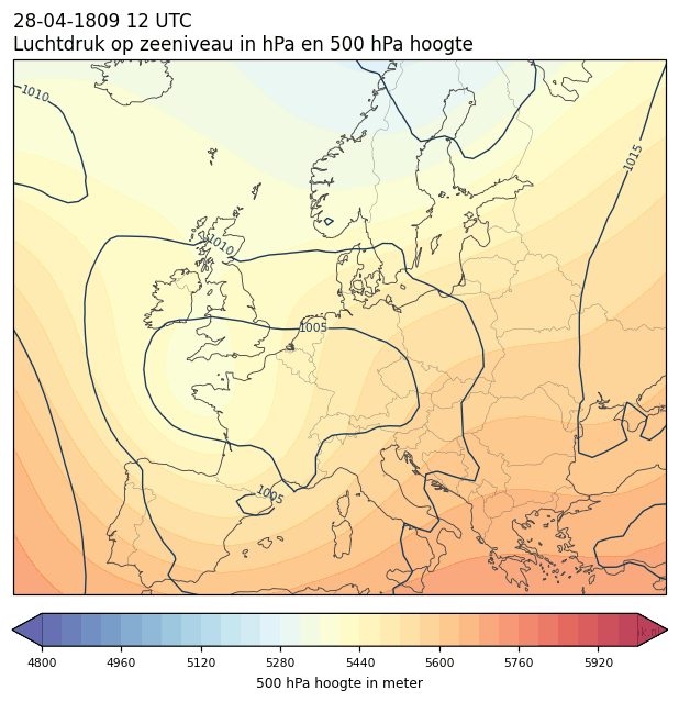 Weerkaart van 28 april 1809 om 12 UTC