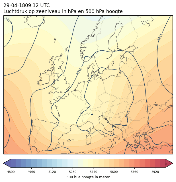 Weerkaart van 29 april 1809 om 12 UTC