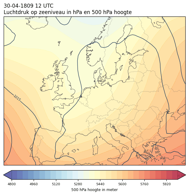 Weerkaart van 30 april 1809 om 12 UTC