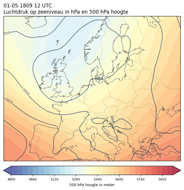 Weerkaart van 1 mei 1809 om 12 UTC