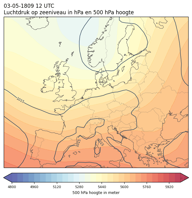 Weerkaart van 3 mei 1809 om 12 UTC