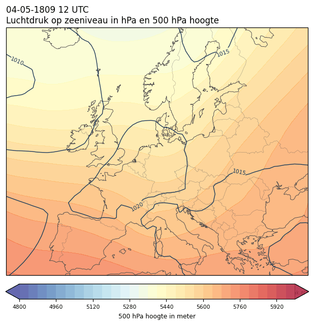 Weerkaart van 4 mei 1809 om 12 UTC