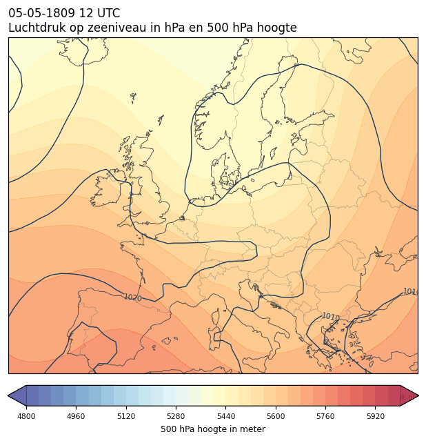 Weerkaart van 5 mei 1809 om 12 UTC