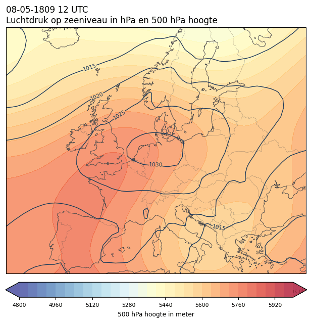 Weerkaart van 8 mei 1809 om 12 UTC