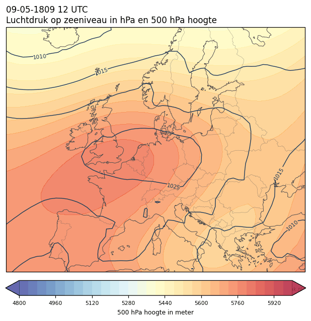 Weerkaart van 9 mei 1809 om 12 UTC