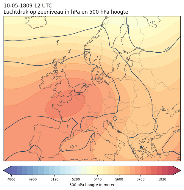 Weerkaart van 10 mei 1809 om 12 UTC