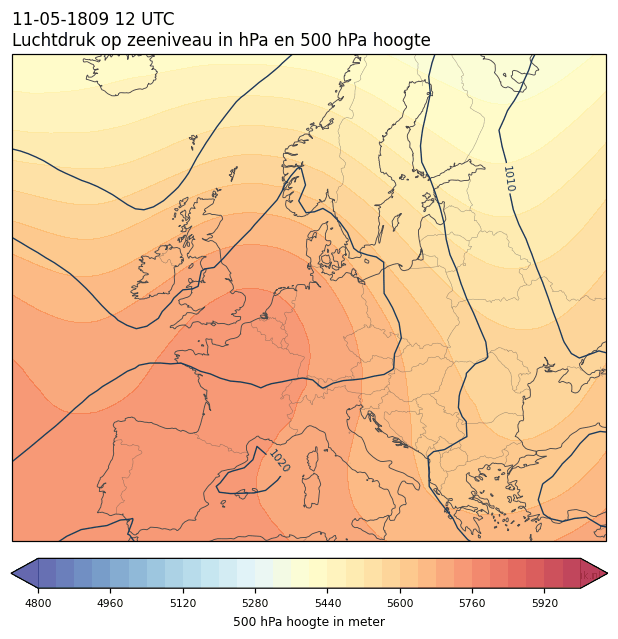 Weerkaart van 11 mei 1809 om 12 UTC