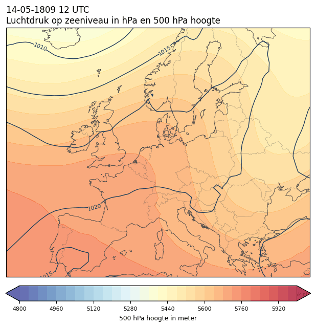 Weerkaart van 14 mei 1809 om 12 UTC