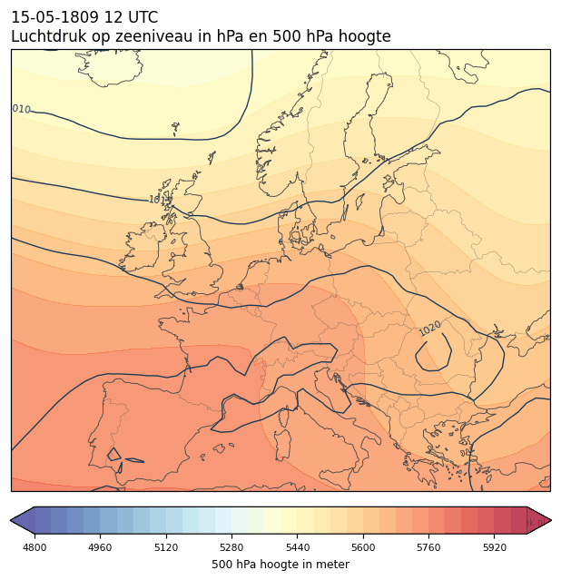 Weerkaart van 15 mei 1809 om 12 UTC