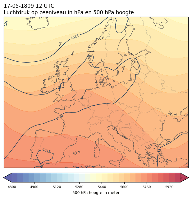 Weerkaart van 17 mei 1809 om 12 UTC