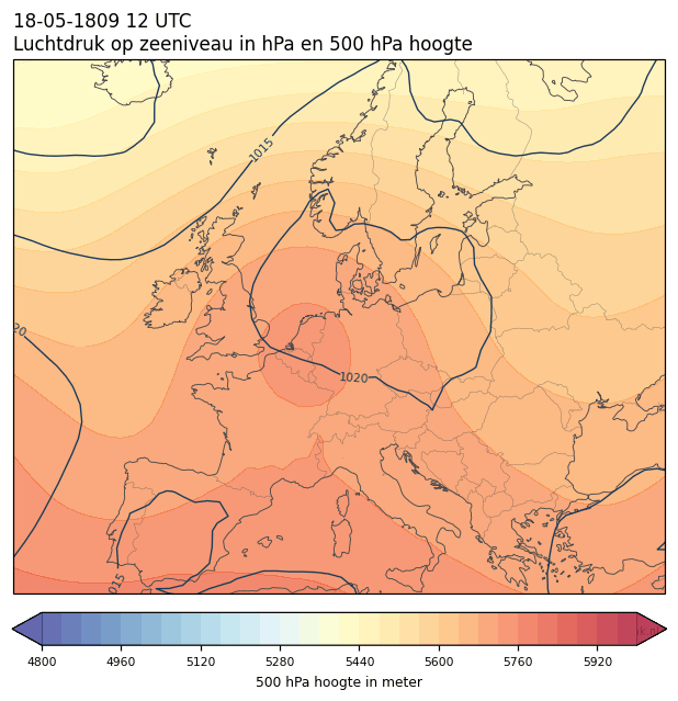 Weerkaart van 18 mei 1809 om 12 UTC