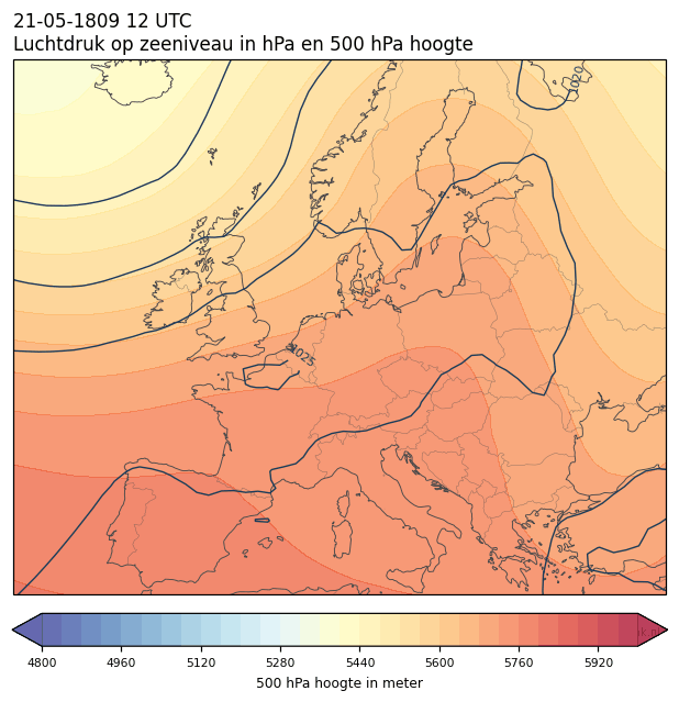 Weerkaart van 21 mei 1809 om 12 UTC