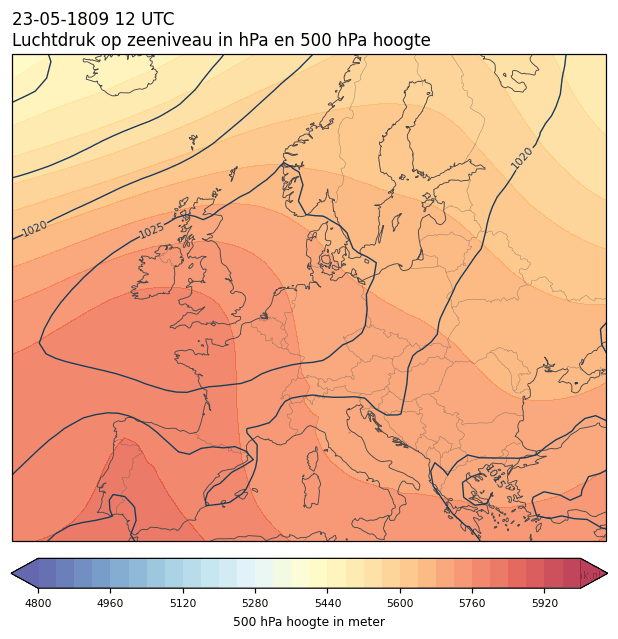Weerkaart van 23 mei 1809 om 12 UTC