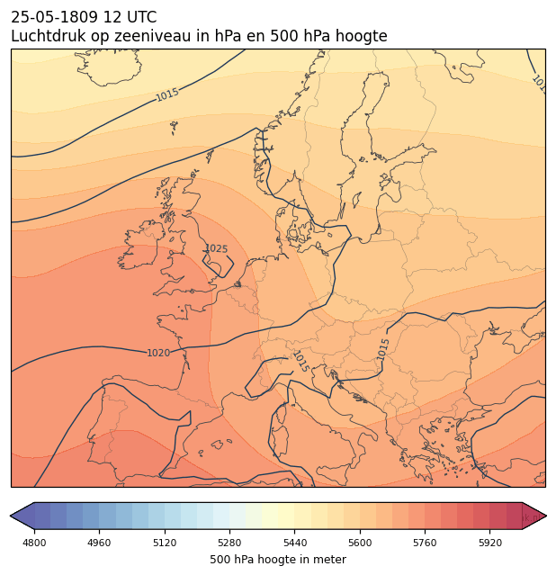 Weerkaart van 25 mei 1809 om 12 UTC