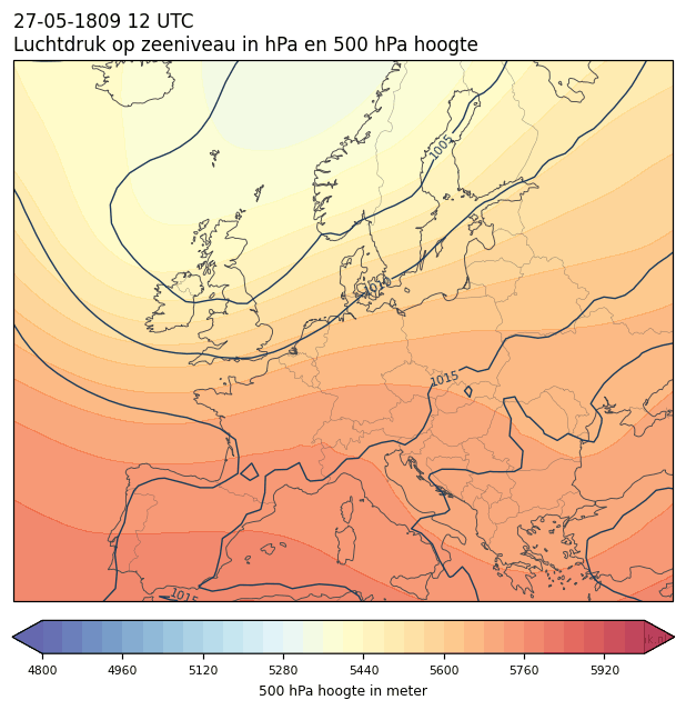 Weerkaart van 27 mei 1809 om 12 UTC
