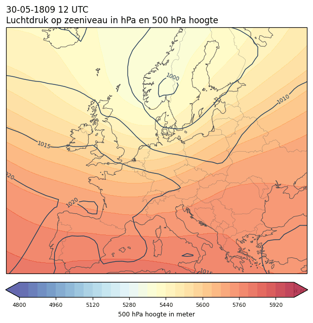 Weerkaart van 30 mei 1809 om 12 UTC